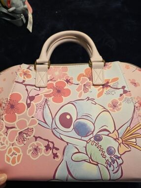 Loungefly Pink Floral Stitch Satchel with Pastel Accents